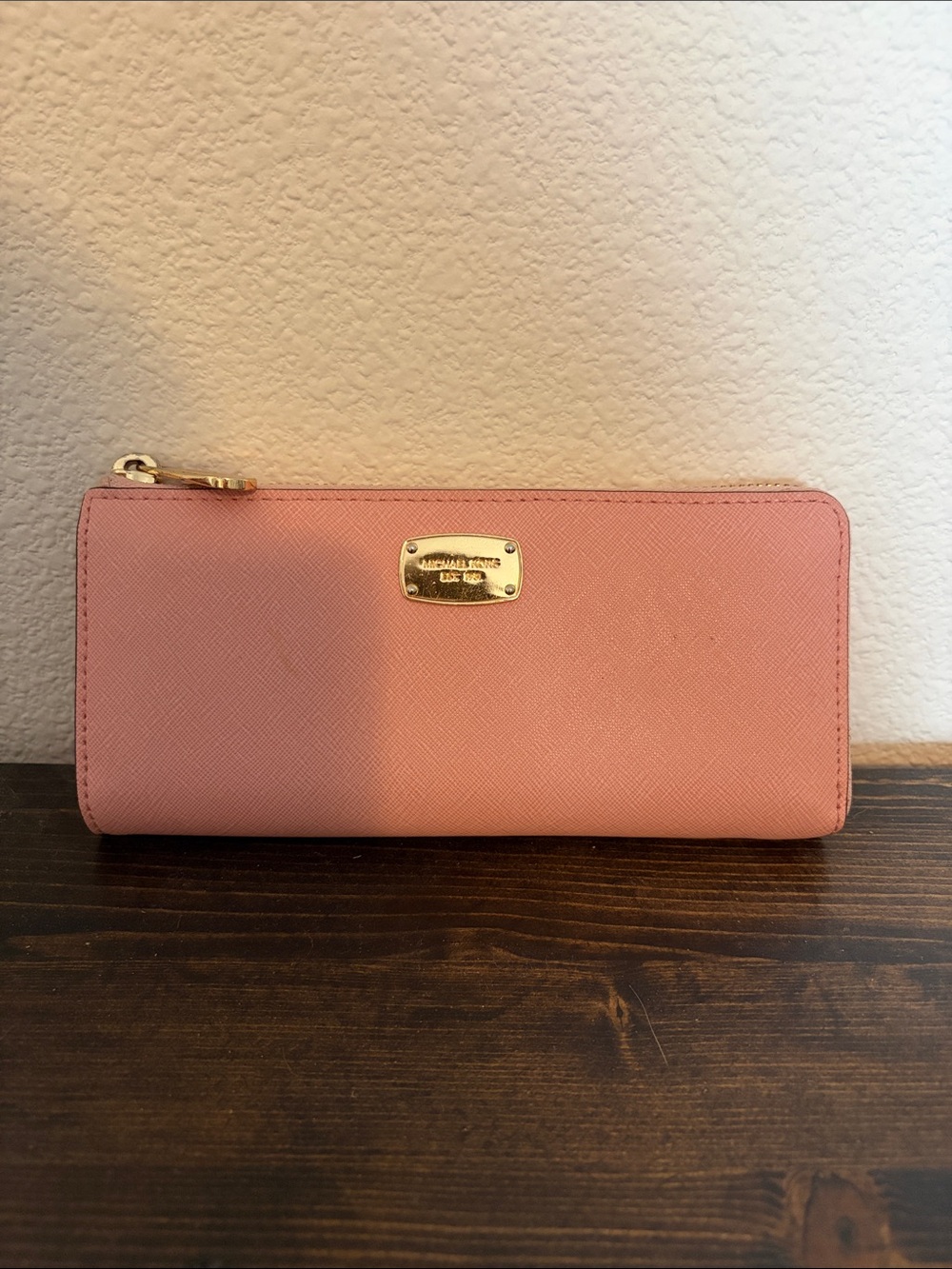 Michael Kors Pink Zip-Around Saffiano Wallet